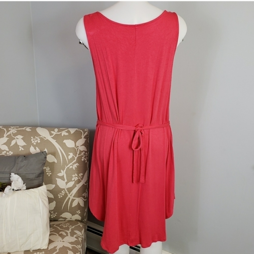 Beachcoco maternity pink dress tie waist - Picture 2 of 4
